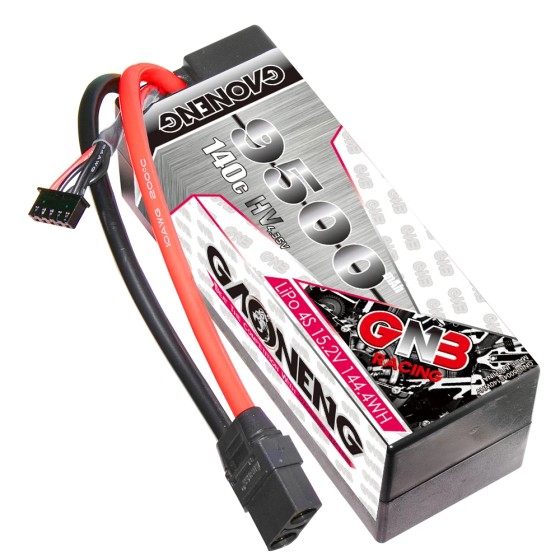 Hot Sales GNB GAONENG 9500MAH 4S 4S2P 15.2V 140C HV RC LiPo Battery Cabled Hard case XT90 for 1:8 1/8 Racing Car